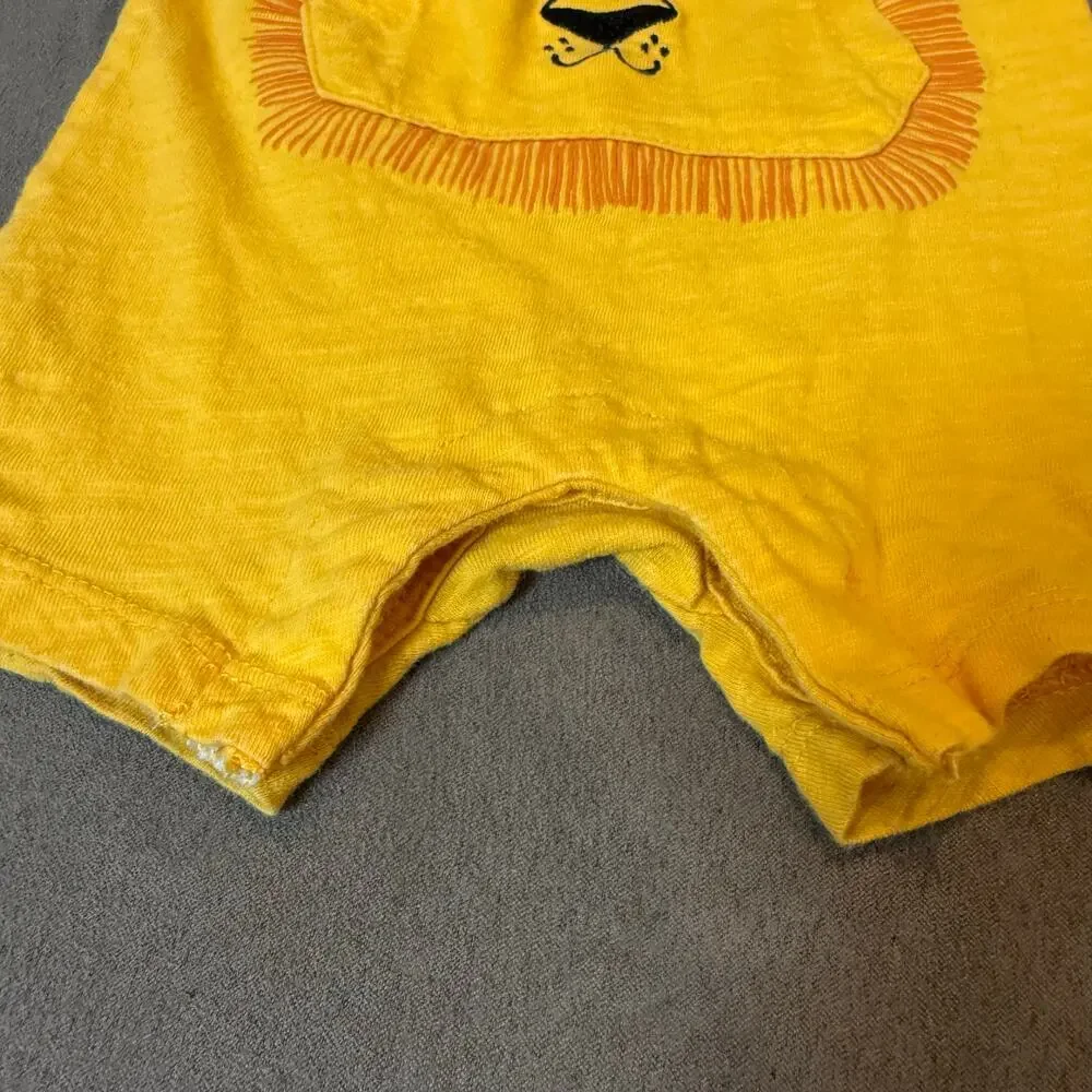 Starting Out Yellow Lion Romper 6 Months Cotton Baby Boy Shorts Outfit